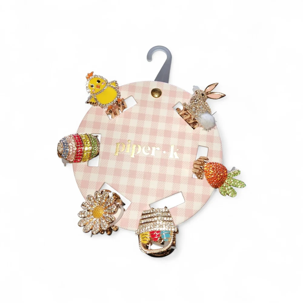 Piper K Easter Themed Rhinestone Hair Clip Set